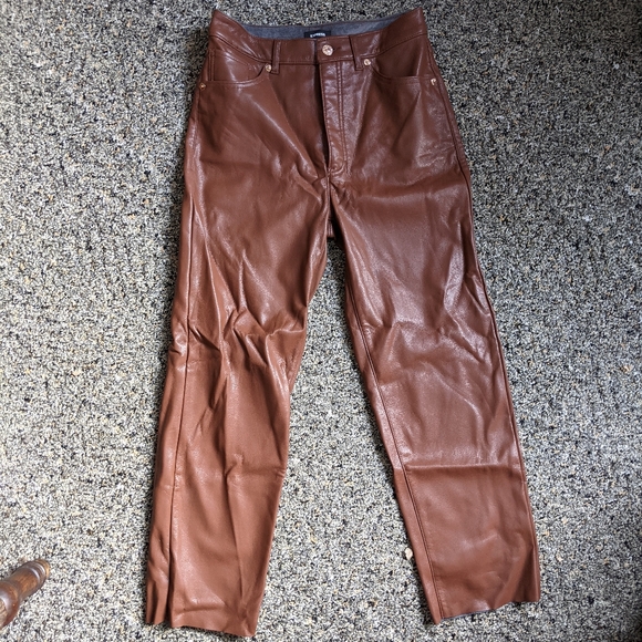 Express Brown Faux Leather Pants 